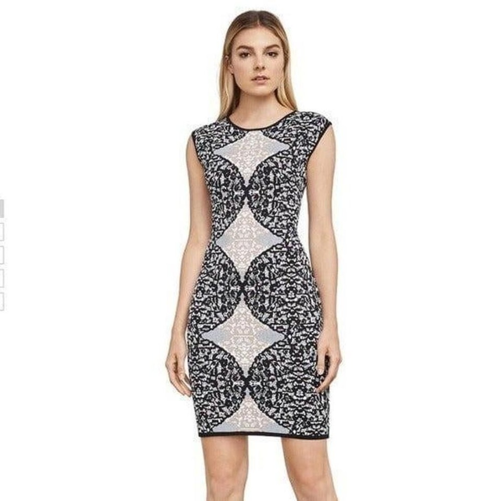 BCBGMAXAZRIA Jose Battenburg Jacquard sweater‎ knitted Dress